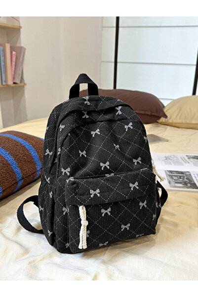Take Two By Styli Bow Print Zip Closure Backpack