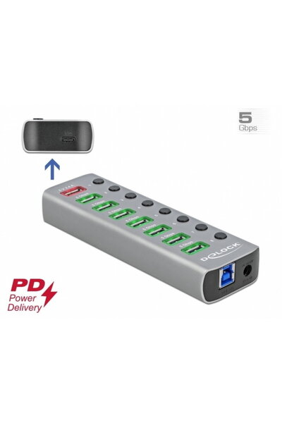 DELOCK Hub USB 3.2 Gen1 + 7 porturi + SLK + USB-C - 63264