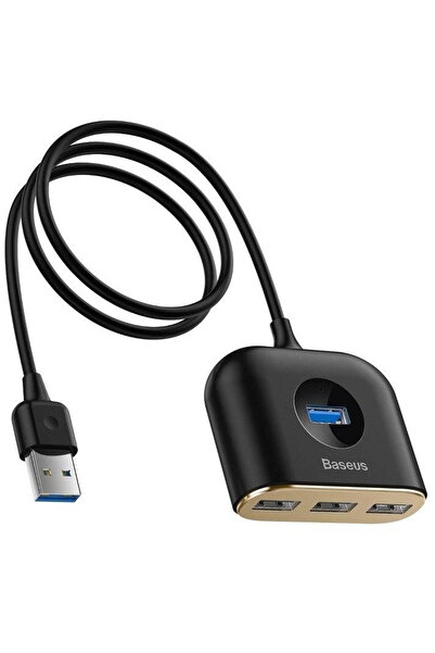 Baseus Adaptor USB3.0 la USB3.0+USB2.0x3 Square Round 4 in 1 1m, Black