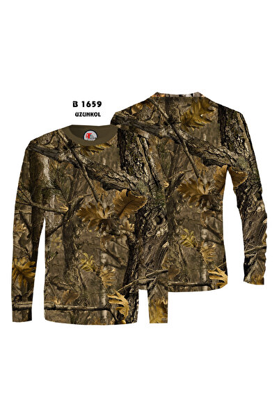 HT Outdoor Μακρυμάνικο μπλουζάκι με μοτίβο δάσους με φύλλα δρυός