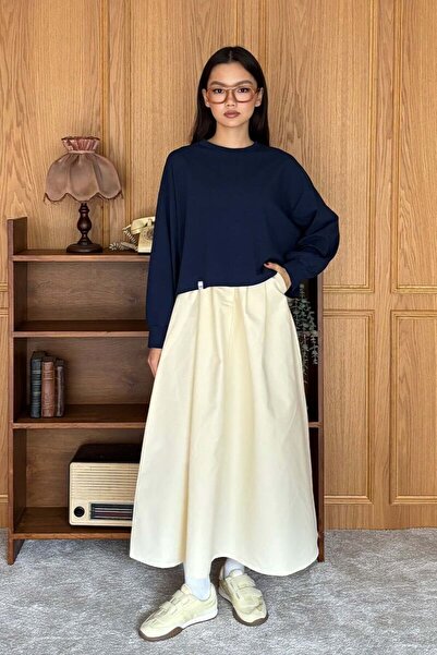 Ceylan Otantik Butter Yellow Linen Single Button Skirt
