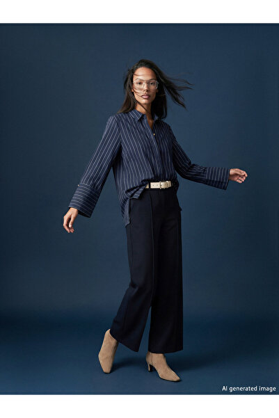 LC Waikiki Wide-leg women's trousers with stitched detailing.