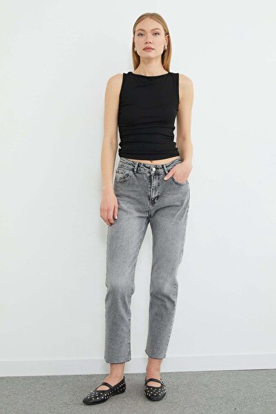 Fulla Moda Τζιν ψηλόμεσο ίσιο