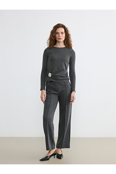 LC Waikiki Women's Loose Fit Patterned Pleated Trousers