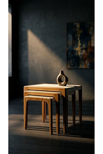 ArdaClassMobilya İnci Lüks Zigon Sehpa Takımı - MDF Lake Boya - Gürgen Ahşap ...