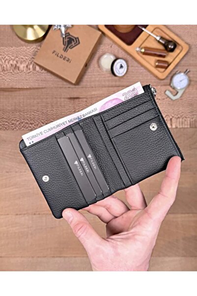 Fil Deri Genuine Leather Wallet with Coin Compartment and Zipper 2140