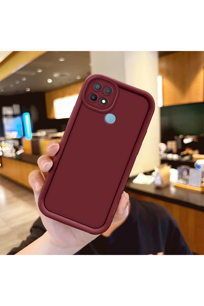 ucuc Oppo A15/A15S Uyumlu Darbeye Dayanıklı Kamera Korumalı Bordo Silikon Bas...