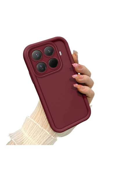 CHICASELUX Mi 15T Pro ile Uyumlu Darbeye Dayanıklı Basit Bordo Silikon Telefo...