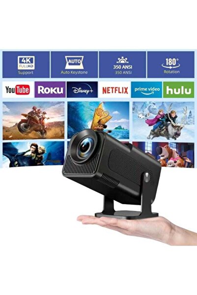 Yelajoy Smart Mini Projector with Android TV, 4K Support, WiFi, Bluetooth, Au...