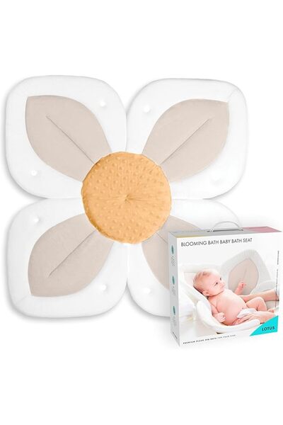Yelajoy مقعد استحمام الطفل على شكل زهرة اللوتس، وسادة حوض استحمام الأطفال، وس...