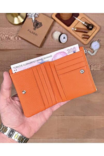 Fil Deri Genuine Leather Wallet with Coin Compartment and Zipper 2140
