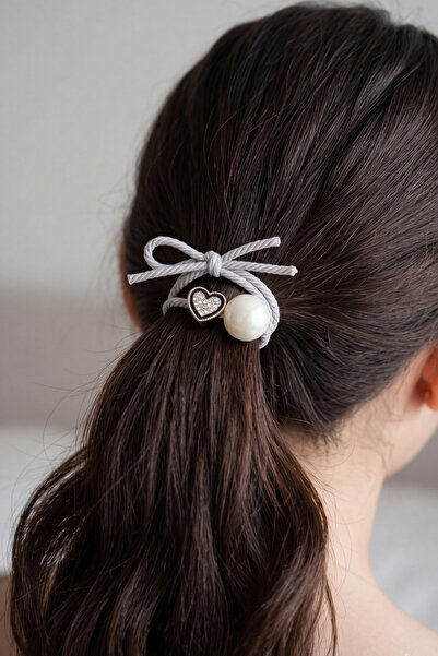 PETEK AKSESUAR Retro Pearl and Stone Heart Rubber Clasp