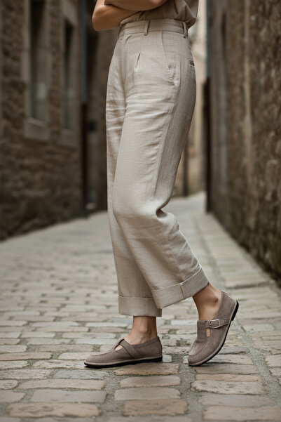 SOFT Χειροποίητες Γυναικείες Μπεζ Σουέντ Μπαλαρίνες με Αγκράφα – Άνετα & Κομψ...