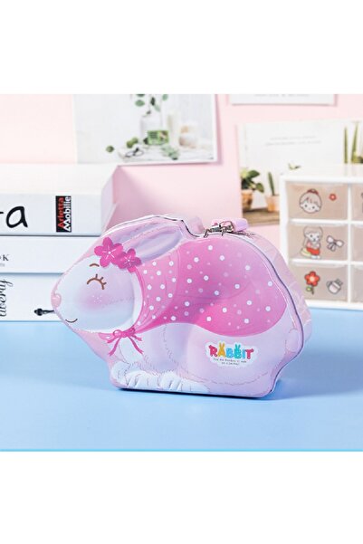 Livava Μεταλλικός κουμπαράς με φιγούρα κουνελιού - Παιδικός κουμπαράς με κλει...