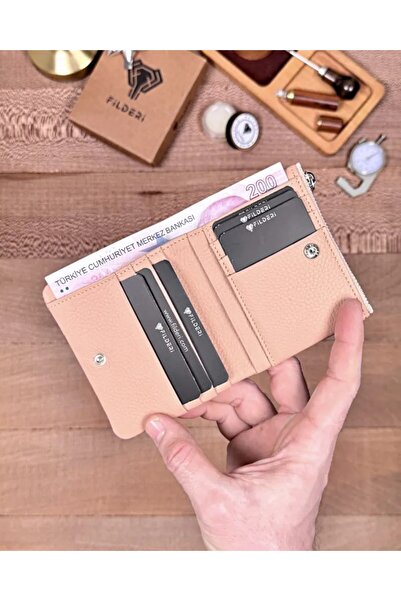 Fil Deri Genuine Leather Wallet with Coin Compartment and Zipper 2140