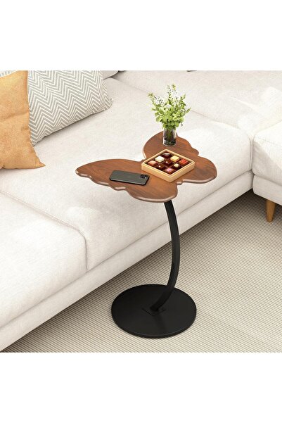 Sumkyle C Shaped End Table, Unique Butterfly Side Table for Couch, Modern Sma...