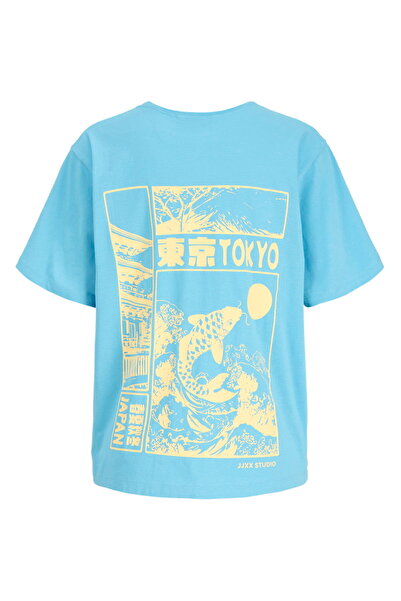 Jack & Jones Tricou cu imprimeu pe spate pentru femei, cu gâtul în formă de O - Japonia
