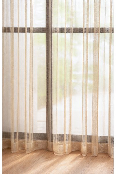 Elen's Net Tulle Curtain Wrinkle-Free Aesthetic Durable Economical Gold Stylish Tulle Curtain 1/2 Pleat Living Room Kitchen