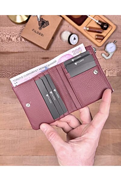 Fil Deri Genuine Leather Wallet with Coin Compartment and Zipper 2140