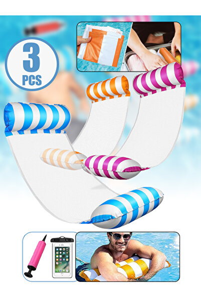 Leon Lifestyle Inflatable Pool Float Hammock with Hand Pump, Portable Water L...