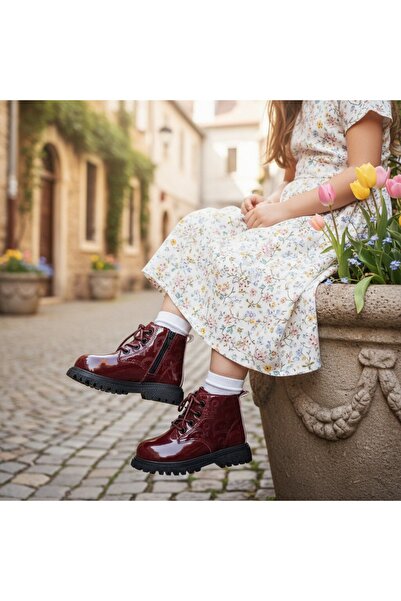 OEM Girls' boots with a patent look, versatile model, casual wear, XA-126