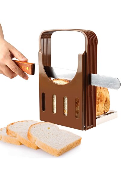 Yelajoy Bread Slicer, 4 Slice Thickness, Foldable Compact Toast Guide Rack fo...