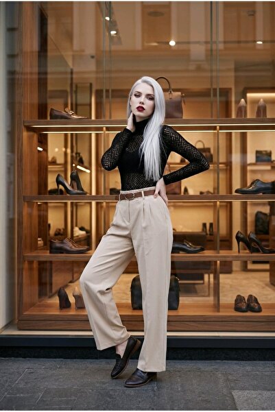 hies Women's Palazzo Pants Double Wrinkle-Resistant Fabric New Season - Beige