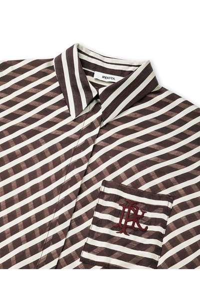 İpekyol Monogram Embroidered Line Pattern Shirt