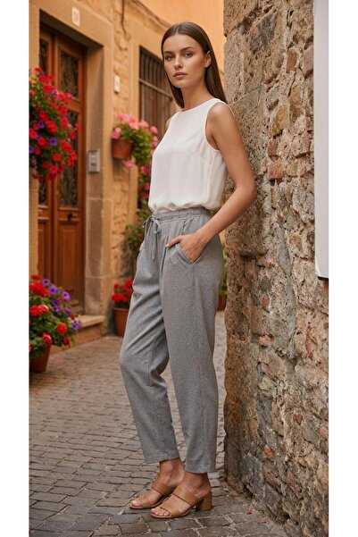 newmisal ΓΥΝΑΙΚΕΙΟ ΛΙΝΟΥ ΥΦΑΣΜΑΤΙΝΟ ΠΑΝΤΕΛΟΝΙ ΣΑΛΒΑΡΙ ΣΕ ΑΠΛΗ ΧΡΩΜΑΤΙΚΗ ΑΠΟΧΡ...