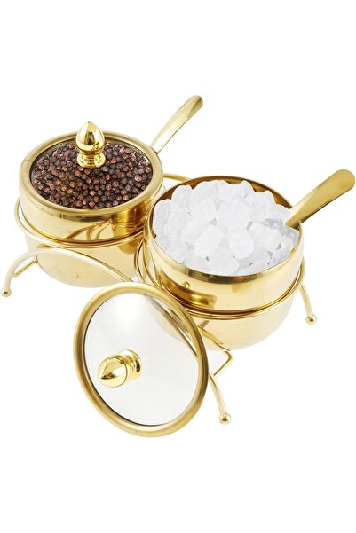 Yelajoy طقم وعاء سكر ذهبي من الفولاذ المقاوم للصدأ، مع غطاء زجاجي شفاف، وعاء ...