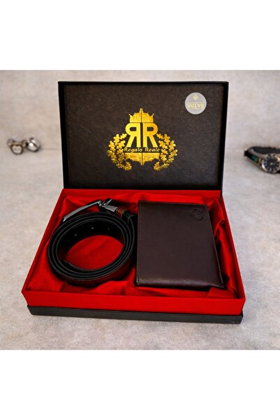 velve Regalo Reale men's set, genuine leather wallet and belt in elegant box,...