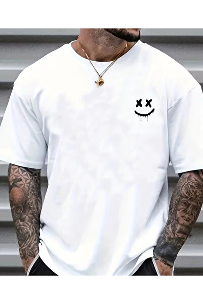 LİNA06 Men's Casual Crew Neck T-Shirt with Alphabets Print - Polyester Knit F...