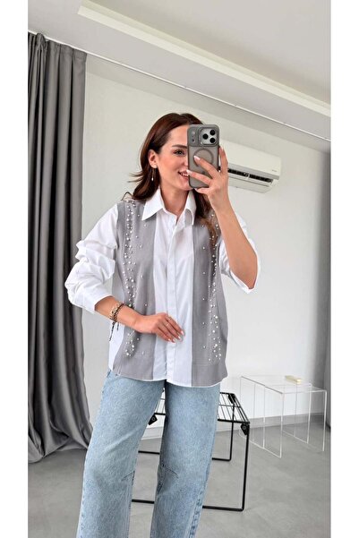 pelin yıldız butik Boncuk Detaylı Gömlek
