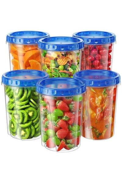 Yelajoy 6-Pack Food Storage Containers, 34oz Plastic with Twist-Top Lids, BPA...