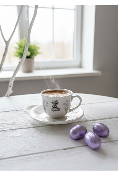 Rolin Design Bunnie Lila Tavşan 2’li Kahve Fincanı - Krem