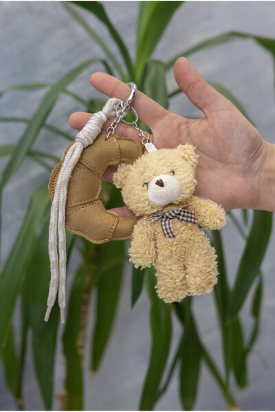 WITH-W Αξεσουάρ με αρκουδάκι, κρουασάν και κορδόνι, διακοσμητικό, διακοσμητικ...