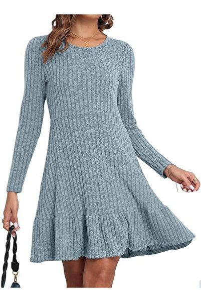 OEM Casual blue knee-length dress, airy, long sleeves XL