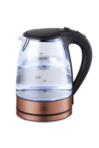 LENTZ Fierbător electric 74127, 1,7 litri, 2200W, sticlă, iluminare LED, bronz