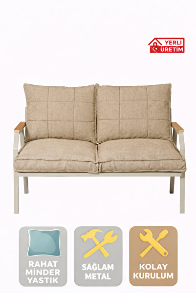 UFUK HOME 2'li Koltuk Bahçe Mobilyası Bahçe Takımı Metal Balkon Takımı Çay Seti