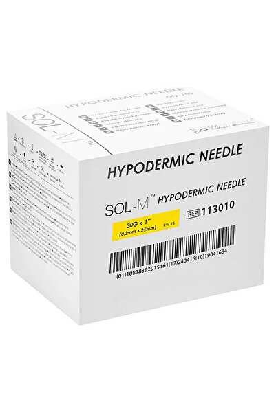 SOL-M Hypodermic Needle 30G*1 - 100 Pcs