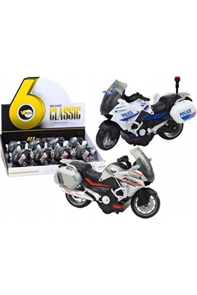 LeanToys Motocicletă sportivă de poliție cu tracțiune prin fricțiune, scară 1:10