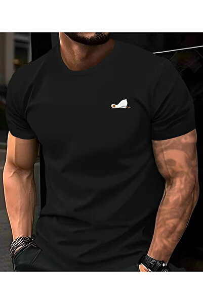 LİNA06 Men's Summer Trendy Goose Print Short Sleeve T-Shirt, Casual Versatile...