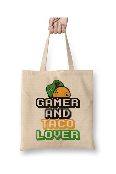 dekado Gamer And Taco Lover Funny Quotes Cloth Bag Long Handle