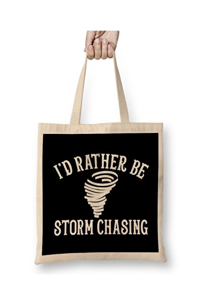 dekado Funny Stormchaser I'd Rather Be Storm Chasing Tote Bag Long Handle