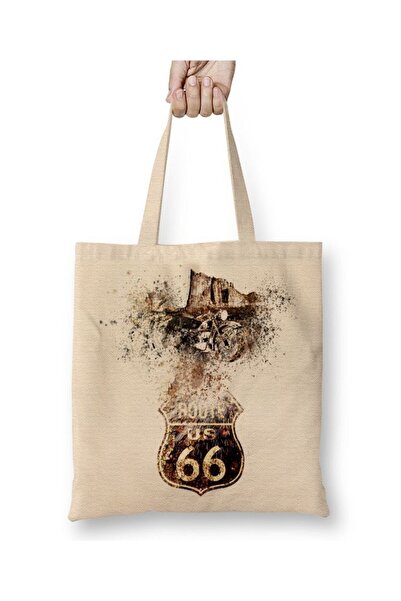 dekado حقيبة قماش Route 66 بمقبض طويل