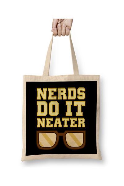 dekado Funny Nerds Do It Neater Cool Nerdy Geeky Tote Bag Long Handle