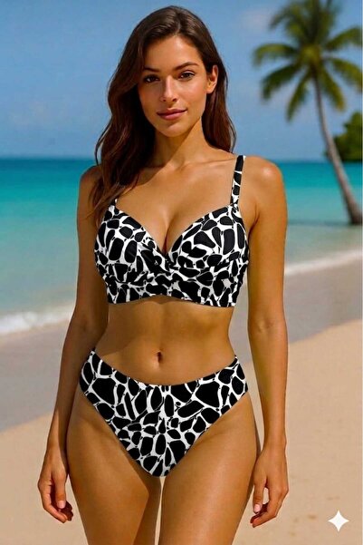 Laura Baresse Σετ μπικίνι Sima Boş Kaplı Toparlayıcı Μαύρο και Λευκό