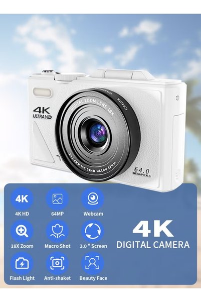 ZONBON كاميرا رقمية، كاميرا فيديو 4K، كاميرا للأطفال بدقة 64 ميجابكسل، كاميرات رقمية للتصوير الفوتوغرافي للأطفال والصبيان والبنات بدقة 64 ميجابكسل