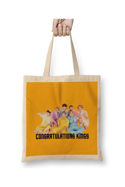 Generic Brand تهانينا Kings Bts Army Gift حقيبة قماش بمقبض طويل