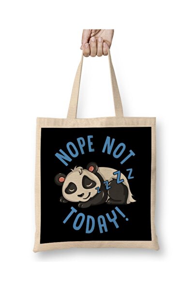 dekado Cute & Funny Nope Not Today Lazy Napping Panda Tote Bag Long Handle